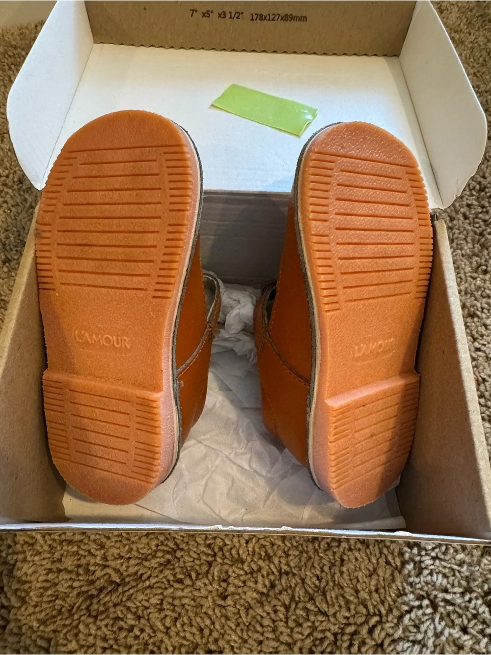 L'Amour Girls Mary Jane Dress Shoes in Cognac Orange